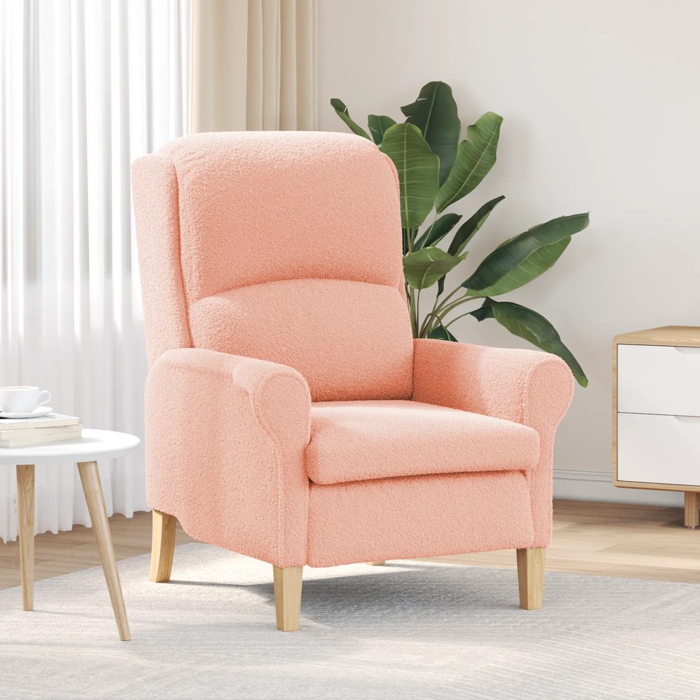 vidaXL Poltrona Ergonómica Rosa Tecido, Madeira Médio Ergonómico