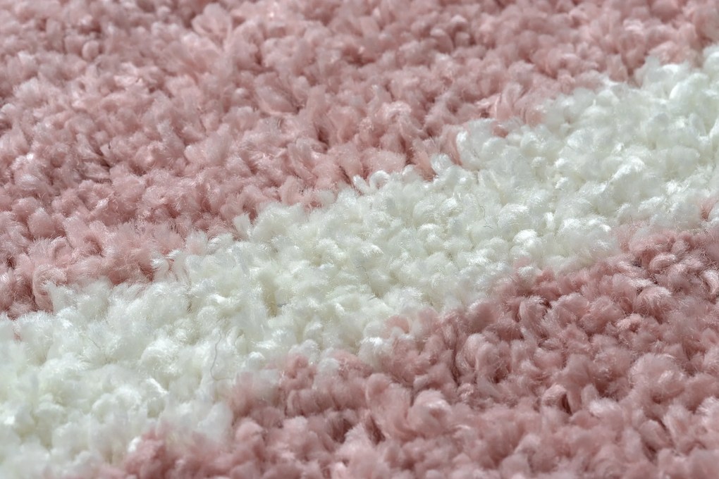 Tapete BERBER TROIK A0010 cor de rosa/branco Franjas berbere marroquino shaggy