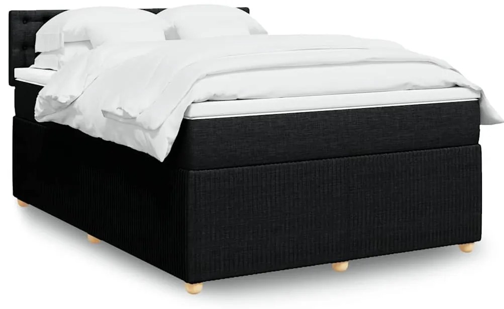 Cama com molas/colchão 160x200 cm tecido preto
