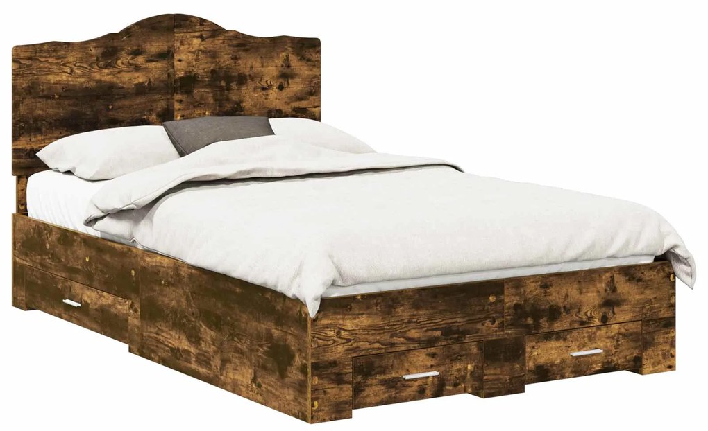 vidaXL Estrutura da Cama com cabeceira Carvalho Defumado 120 x 200 cm