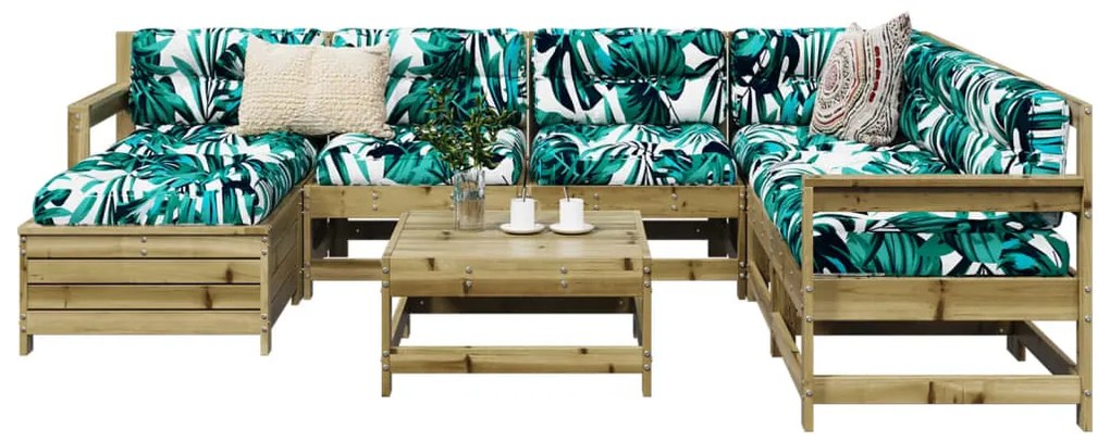 8 pcs conjunto sofás de jardim madeira de pinho impregnada