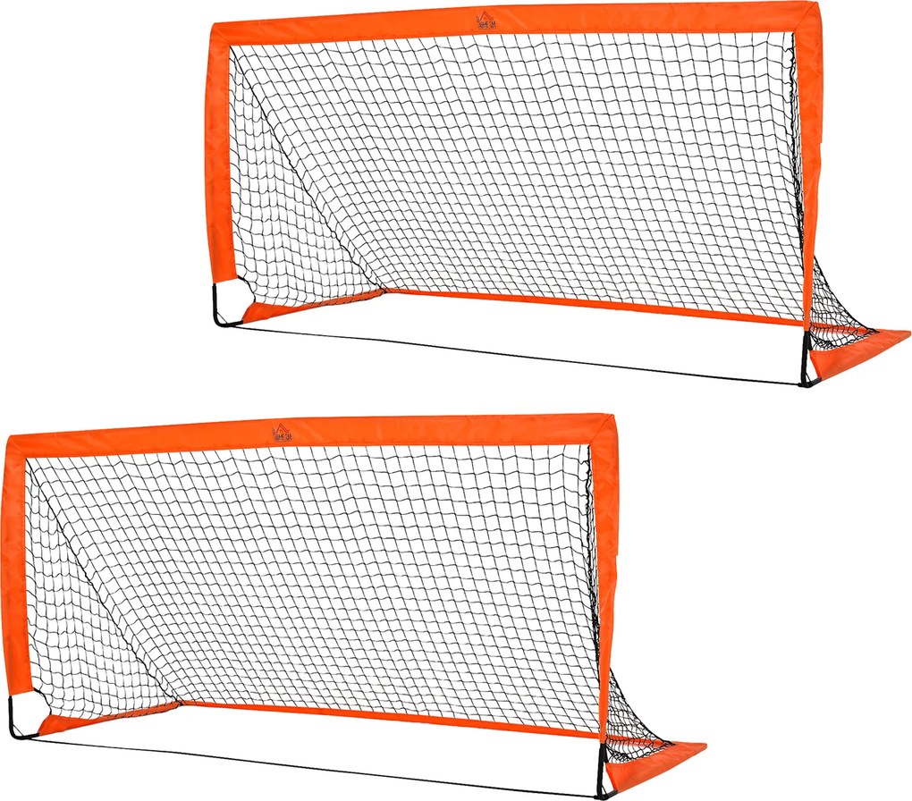 HOMCOM Conjunto de trave de futebol, leve, montagem fácil, bolsa de transporte, tubos de aço, 183x90x90 cm, Laranja | Aosom Portugal