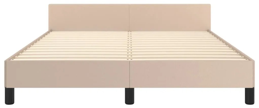 Estrutura cama cabeceira 140x200 cm couro artificial cappuccino