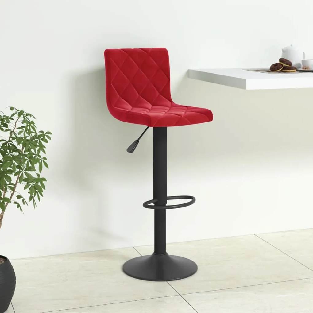 vidaXL Banco de bar veludo vermelho tinto
