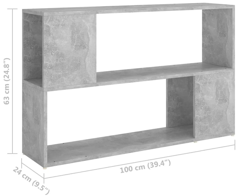 Estante 100x24x63 cm contraplacado cinzento cimento