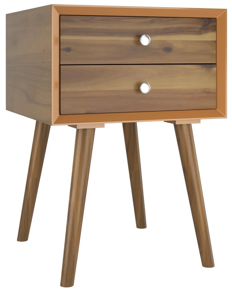 Mesa de cabeceira com 2 gavetas Mesa de cabeceira multiusos em madeira para o quarto e sala de estar 40,5 x 40,5 x 60 cm Natural
