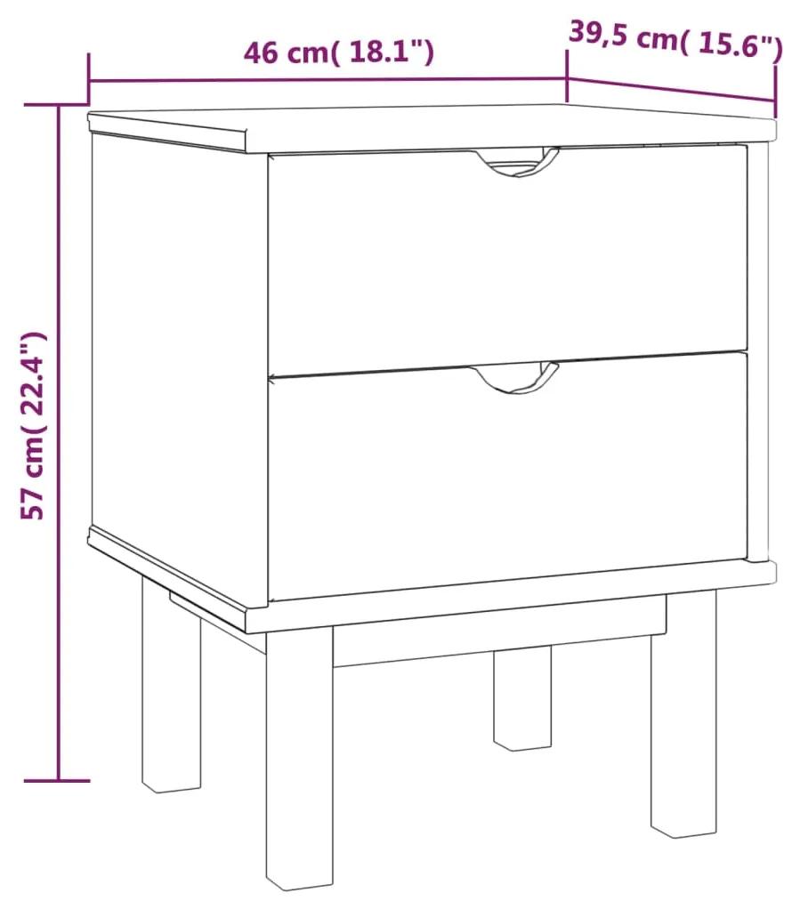 Mesa cabeceira OTTA 46x39,5x57 cm pinho maciço castanho/branco