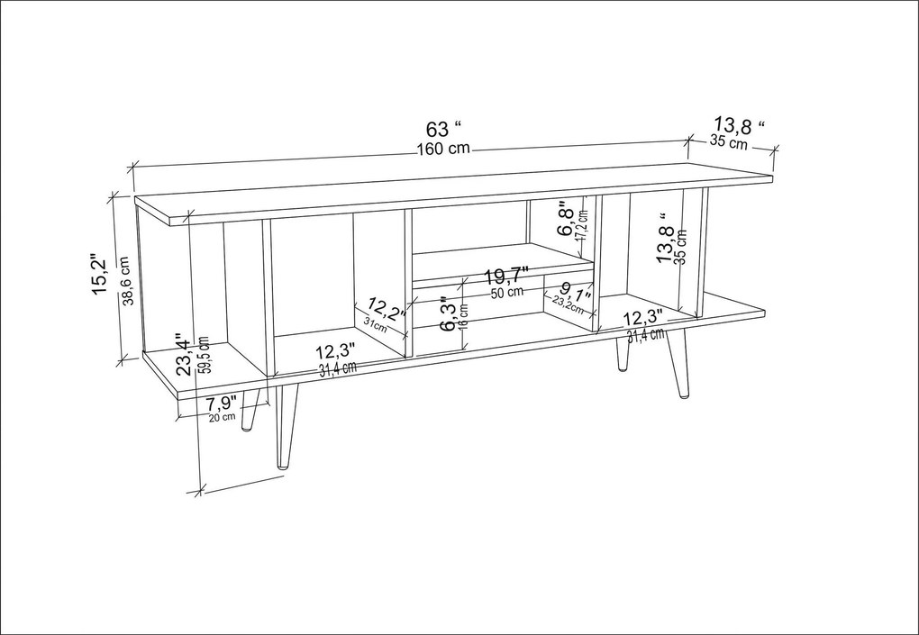 Móvel TV Akya – Branco – 160 cm x 35 cm x 38,6 cm