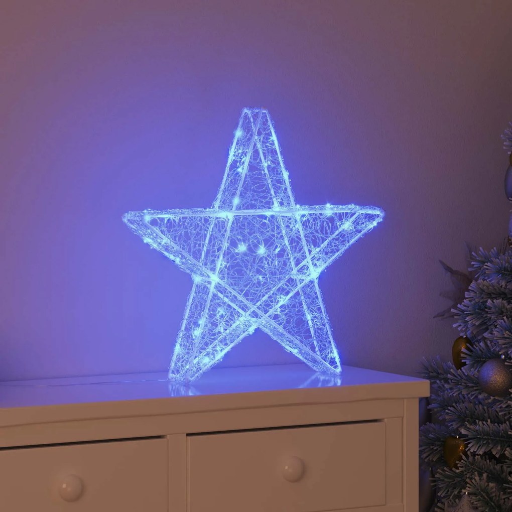 vidaXL Estrela 3D com 50 LEDs Azul 55 x 53,5 x 10 cm Acrílo
