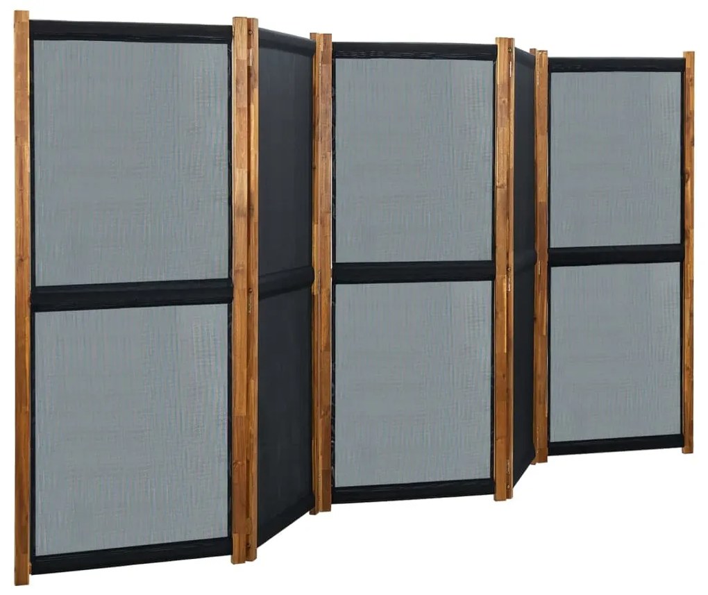 vidaXL Divisória com 5 painéis 350x170 cm preto