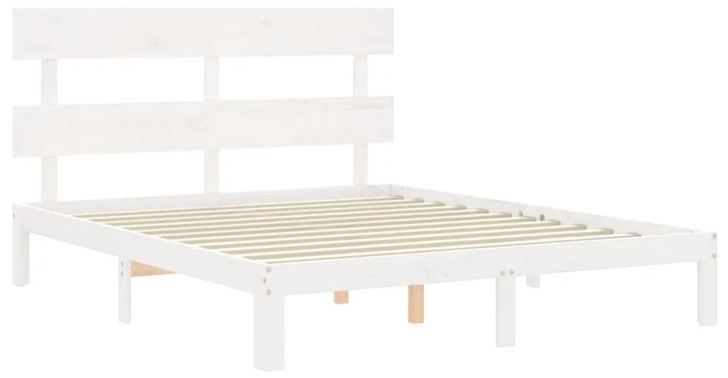 Estrutura de cama com cabeceira 160x200 cm madeira maciça