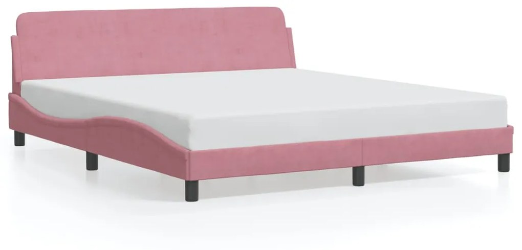 Estrutura de cama c/ cabeceira 180x200 cm veludo rosa