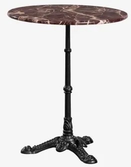Mesa De Bar Redonda Ø60cm Em Pedra Natural Azteca Mármore Vermelho Cherry Gold - Preto - Sklum