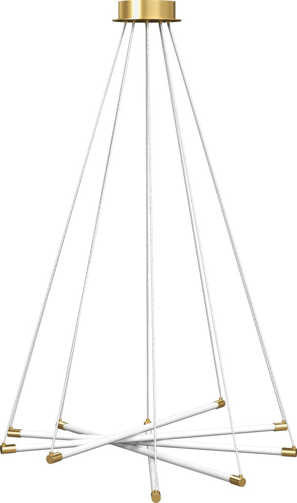 HOMCOM Luminária de teto LED, 50W, 5 tubos de luz ajustáveis, personalizável, iluminação de teto para sala de estar, sala de jantar, cozinha, Dourado+Branco | Aosom Portugal