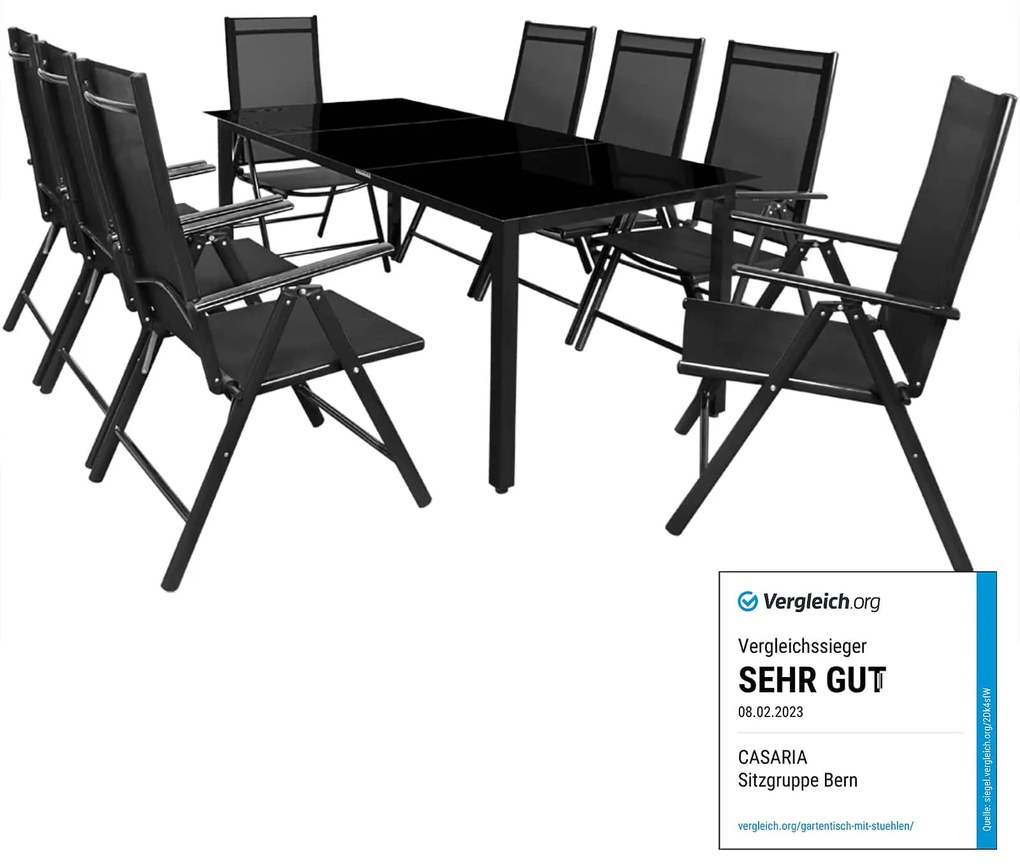 Conjunto de refeição de jardim Bern 9 peças com 8 cadeiras e 1 mesa em alumínio antracite