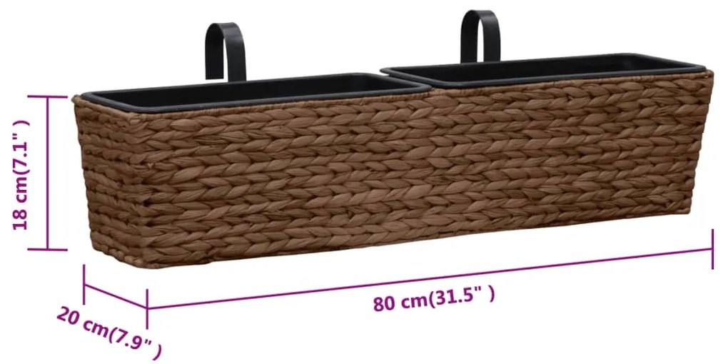 Floreiras de pendurar 2 pcs jacinto de água castanho