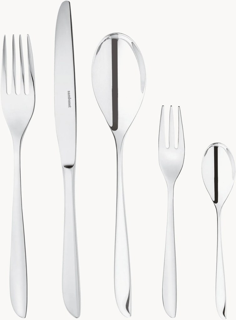 Conjunto de talheres polidos em aço inoxidável Leaf, vários tamanhos