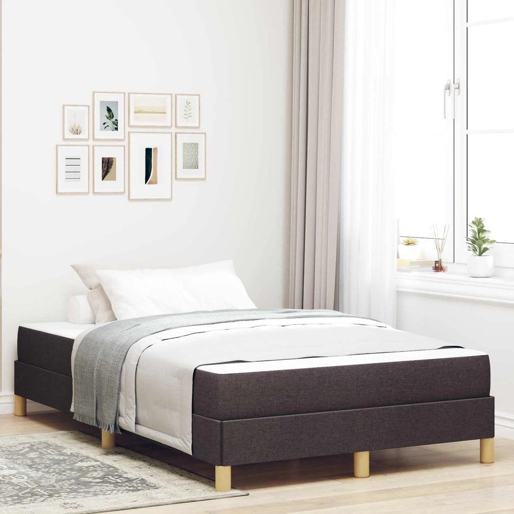 vidaXL Cama Box com colchão Marrom Escuro 120 x 190 cm tecido