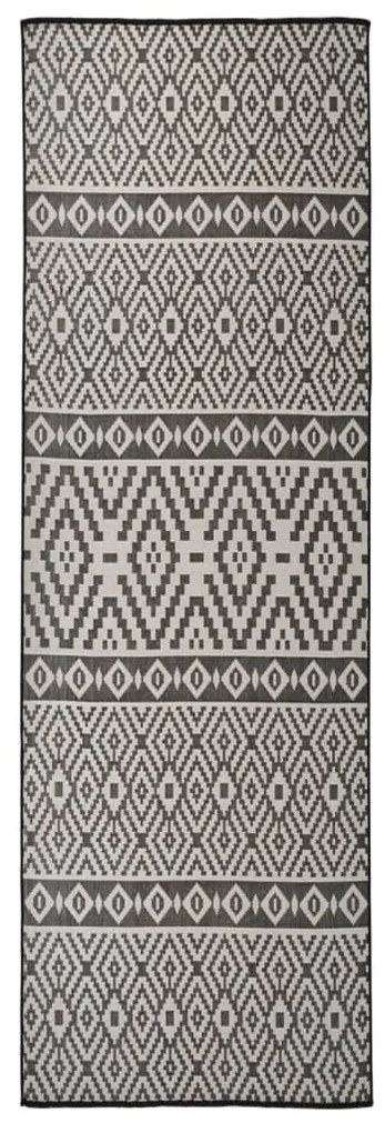 vidaXL Tapete de tecido plano para exterior 80x250 cm riscas pretas