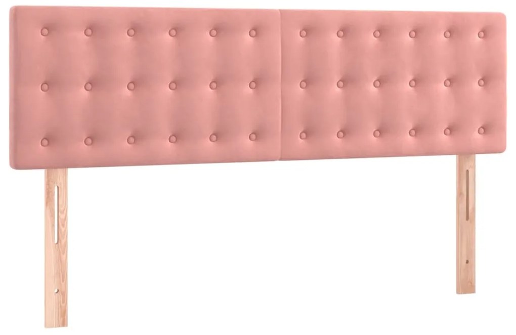 Cama box spring c/ colchão/LED 140x200 cm veludo rosa