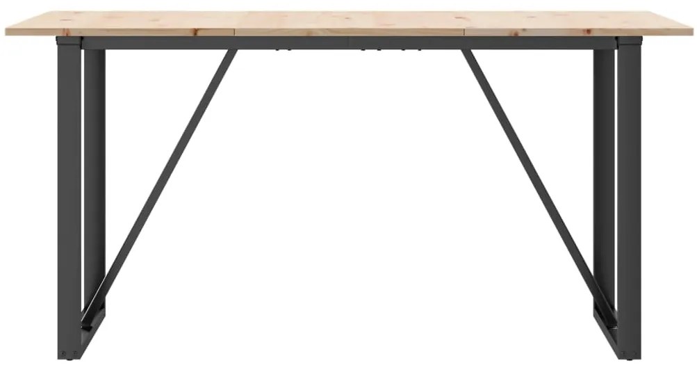 Mesa de jantar estrutura em O 140x80x75cm pinho e aço