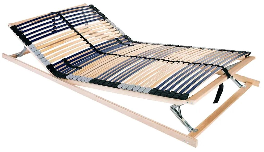 vidaXL Base de ripas Castanho 100 x 190 cm Madeira de faia sólida