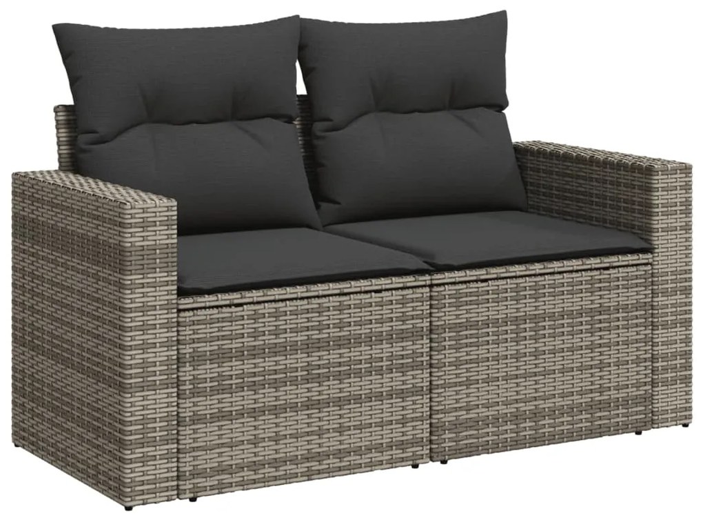 12 pcs conjunto de sofás jardim c/ almofadões vime PE cinzento