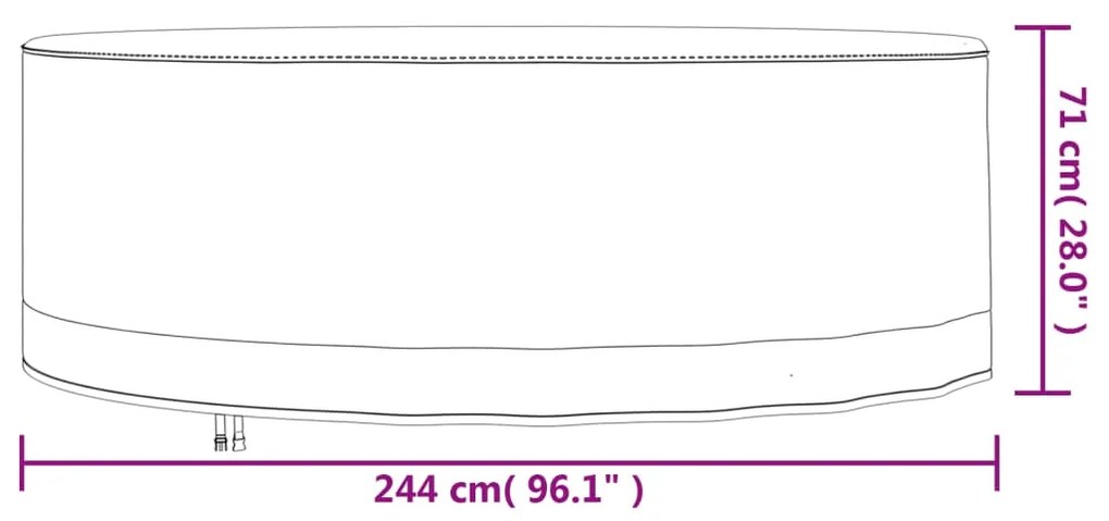 Capas p/ mobília de jardim 2 pcs Ø 244x71 cm tecido oxford 600D