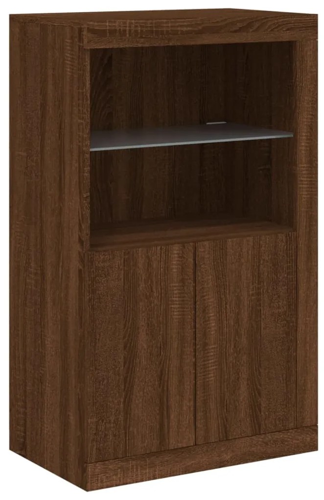 Aparador com luzes LED 162x37x100 cm carvalho castanho