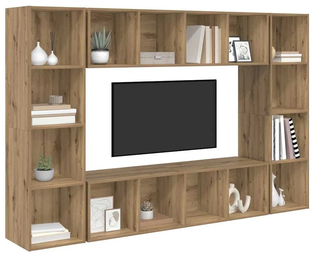 Conjunto de móvel de TV 4 pcs Castanho 37 x 37 x 142.5 cm