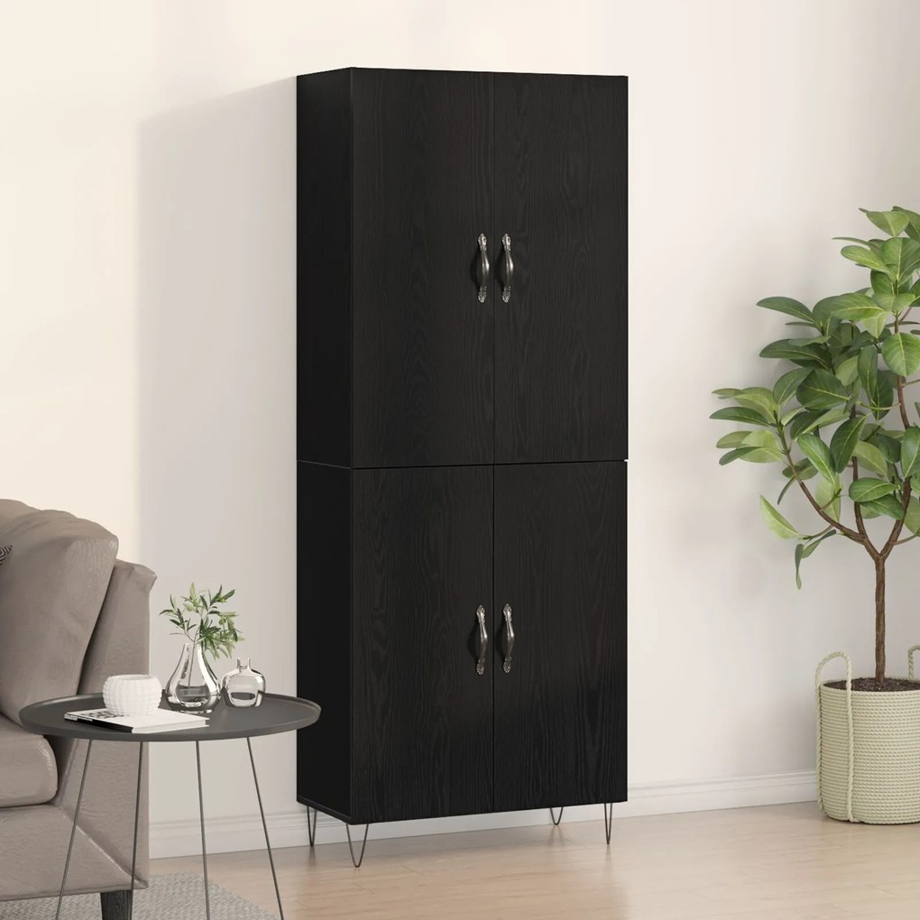 Armário Alto vidaXL Carvalho Preto 69,5x34x180 cm Madeiras de Engenhar