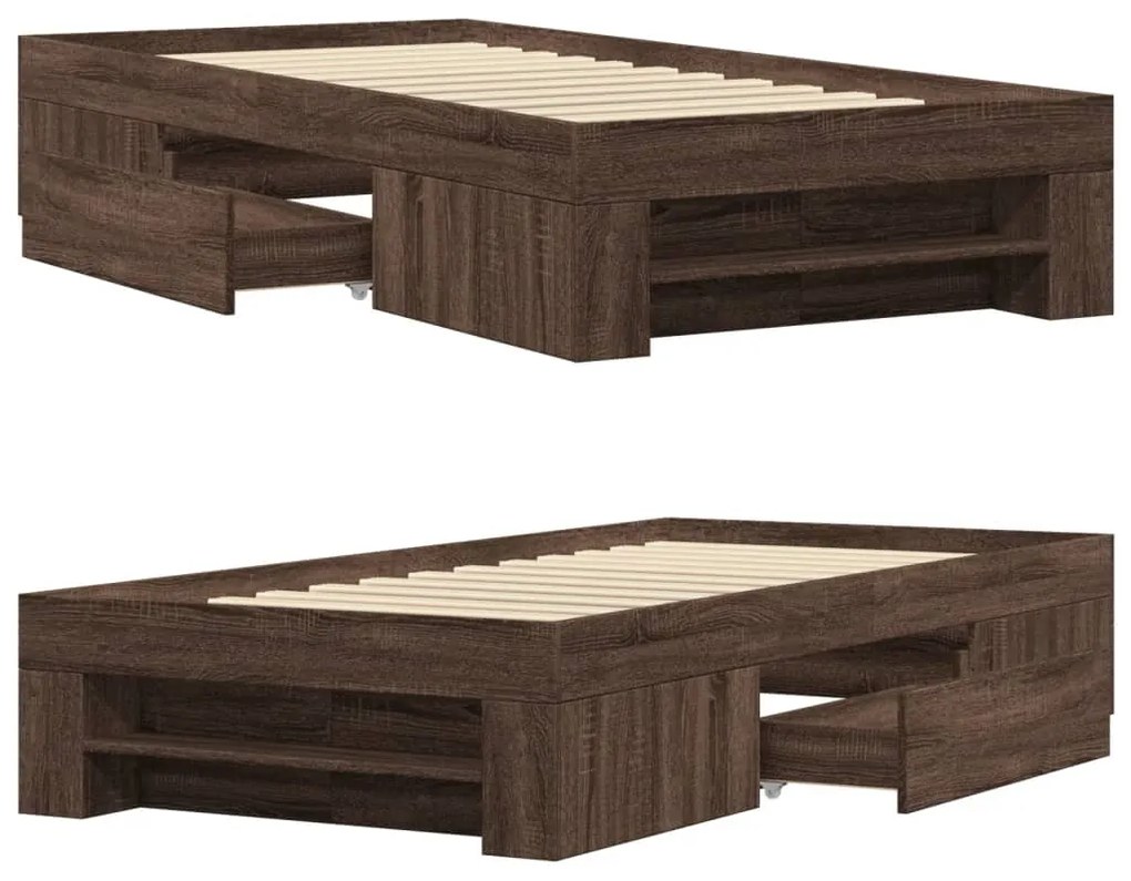 Estrutura cama s/ colchão derivados madeira carvalho castanho