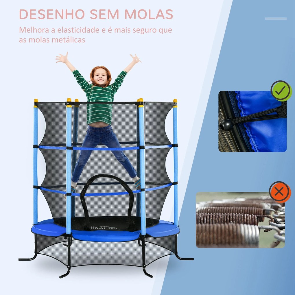 HOMCOM Trampolim para Crianças acima de 3 Anos Cama Elástica Infantil