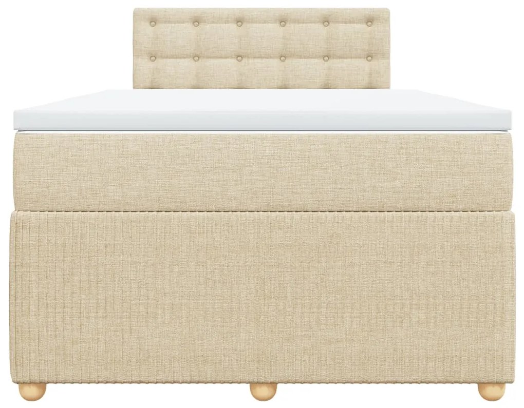 Cama boxspring com colchão 120x190 cm tecido cor creme