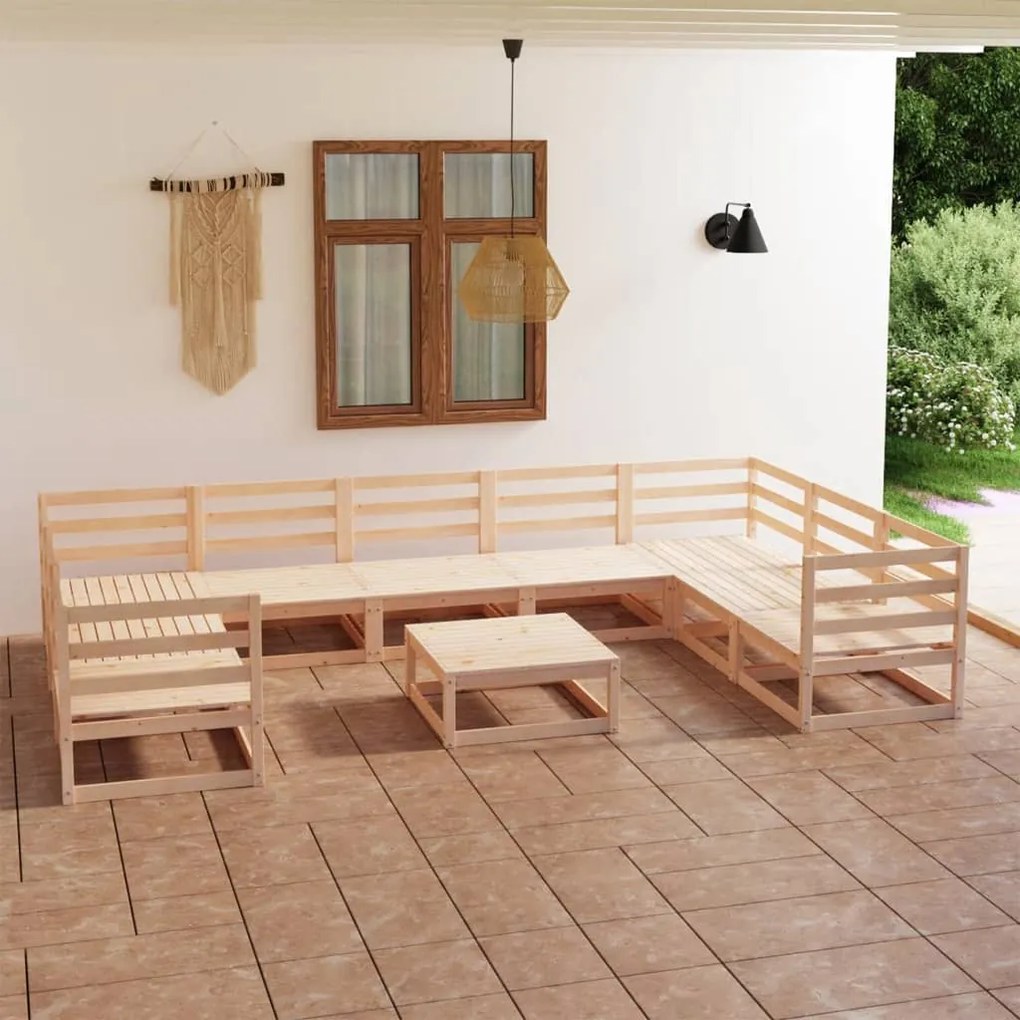 vidaXL 10 pcs conjunto lounge de jardim pinho maciço