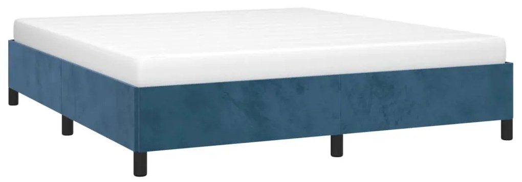 Estrutura de cama sem colchão 160x200 cm veludo azul-escuro