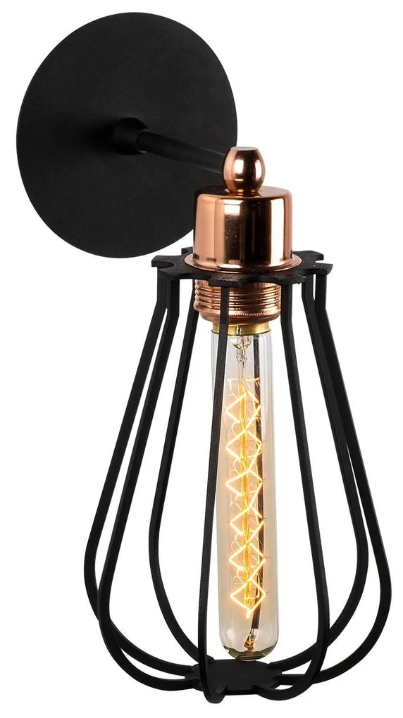 Aplique de Parede Fetiye – Preto e Bronze – 15 cm x 32 cm