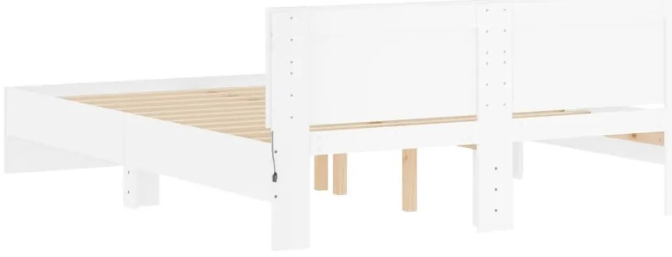 Estrutura de cama com cabeceira e luzes LED 160x200 cm branco