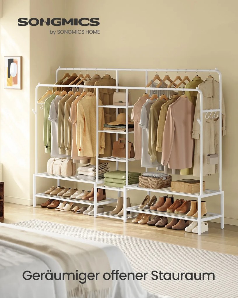 Guarda roupa aberto com 9 prateleiras para quarto 45 x 195 x 172,8 cm, branco