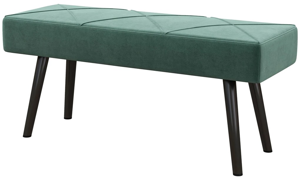 HOMCOM Banco de Pé de Cama Multifuncional e Moderno Banco de Dormitório com Pés de Aço e Assento Acolchoado 100x36x45 cm Verde