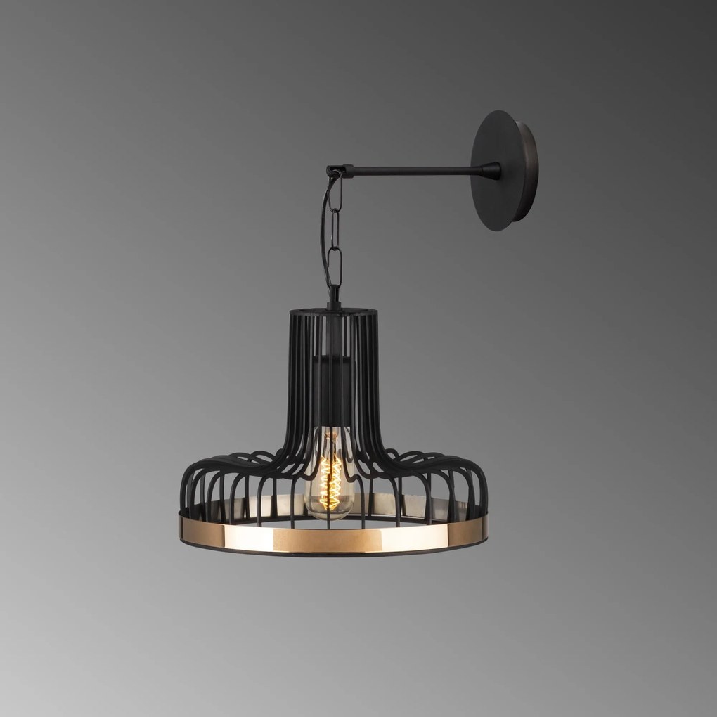 Candeeiro de Parede Fellini – Preto/Cobre – 20 x 25 cm