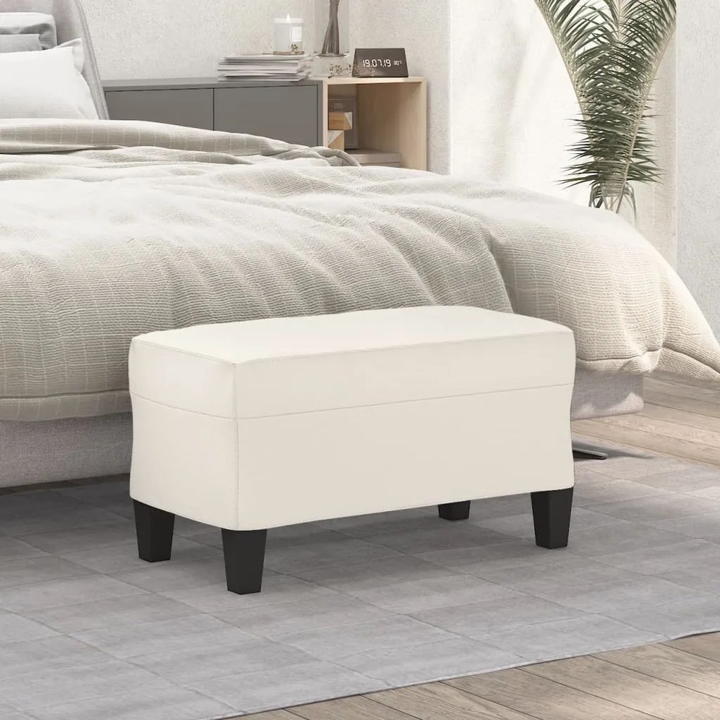 vidaXL Banco 70x35x41 cm couro artificial cor creme