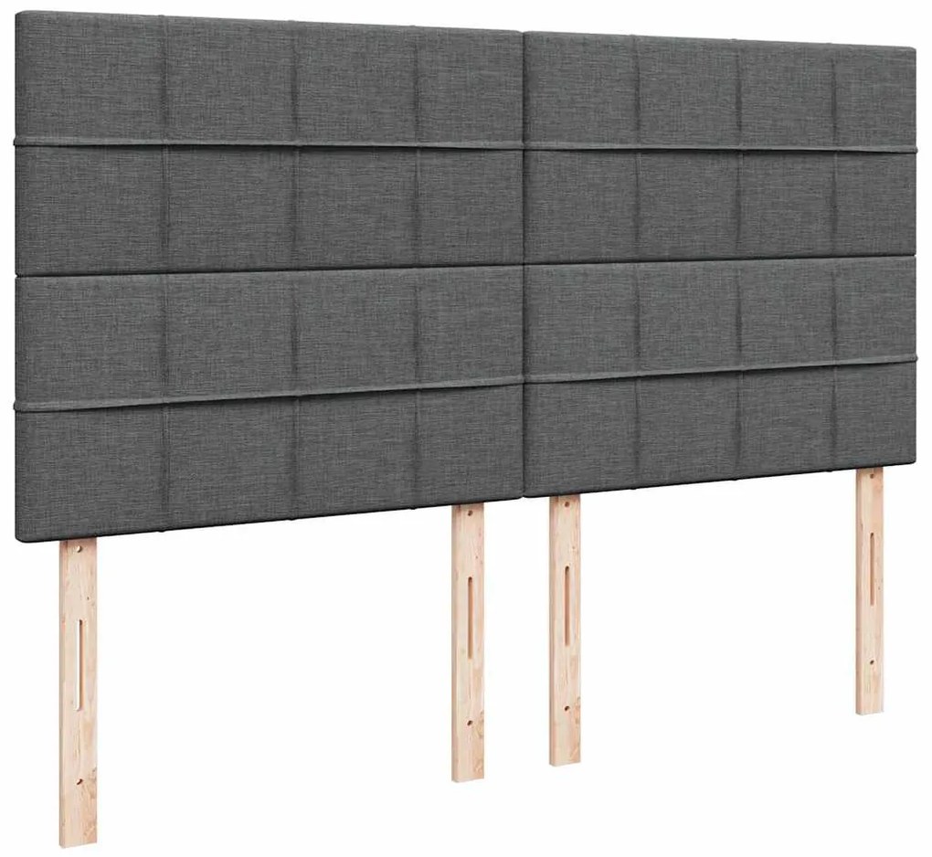 Cama com molas/colchão 200x200 cm tecido cinzento-escuro
