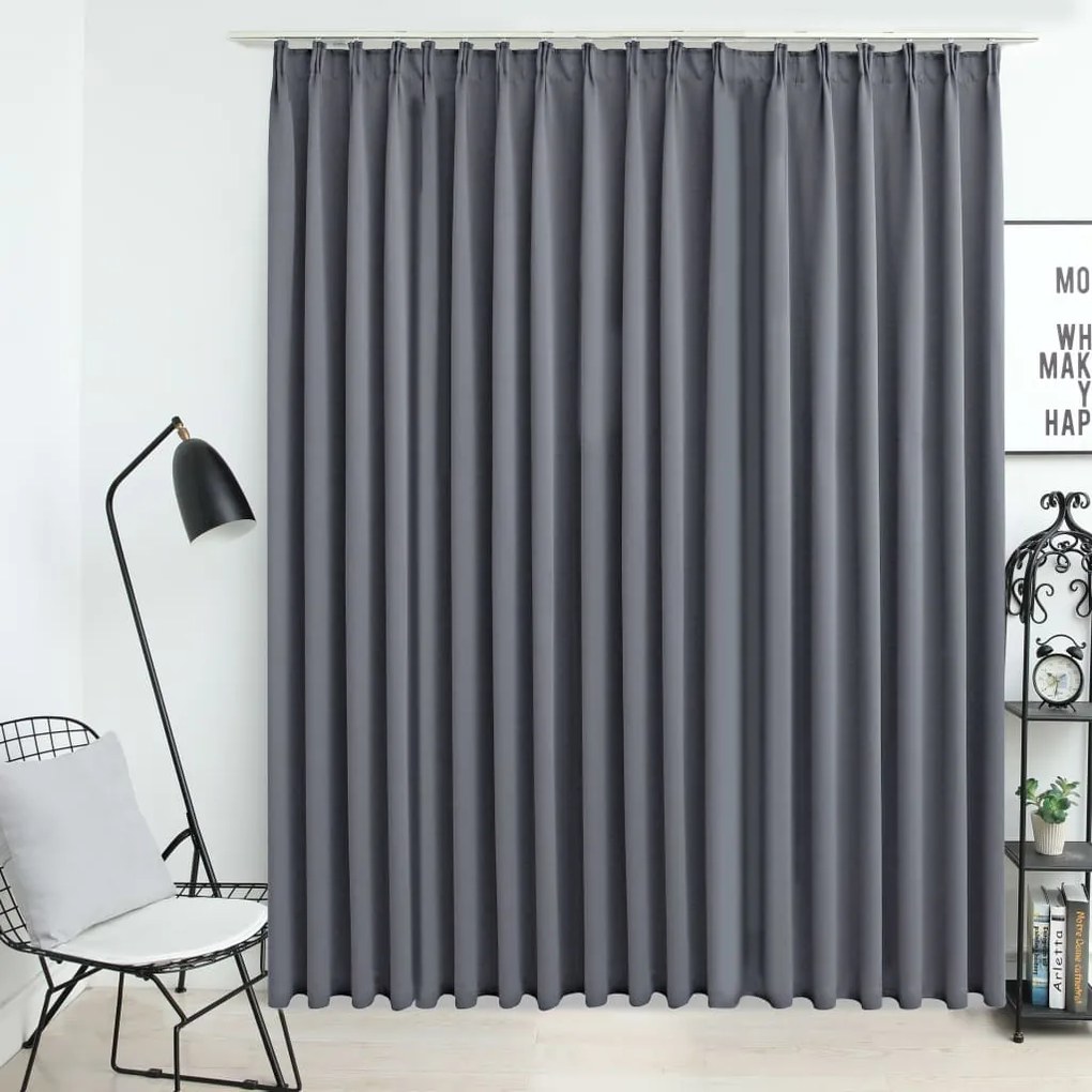 134433 vidaXL Cortina blackout com ganchos 290x245 cm cinzento