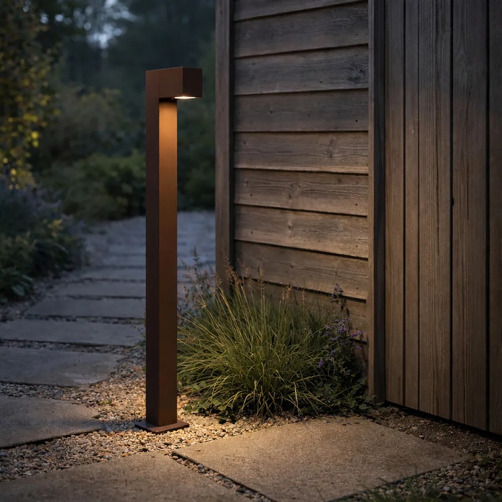 Candeeiro de pé exterior industrial castanho ferrugem 80 cm IP44 - Baleno