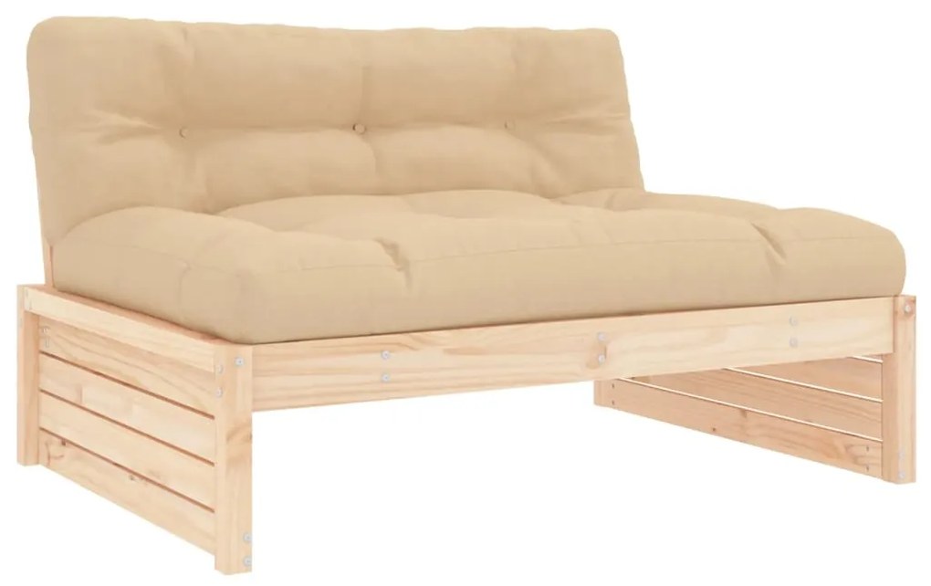 4 pcs conjunto lounge jardim com almofadões madeira maciça