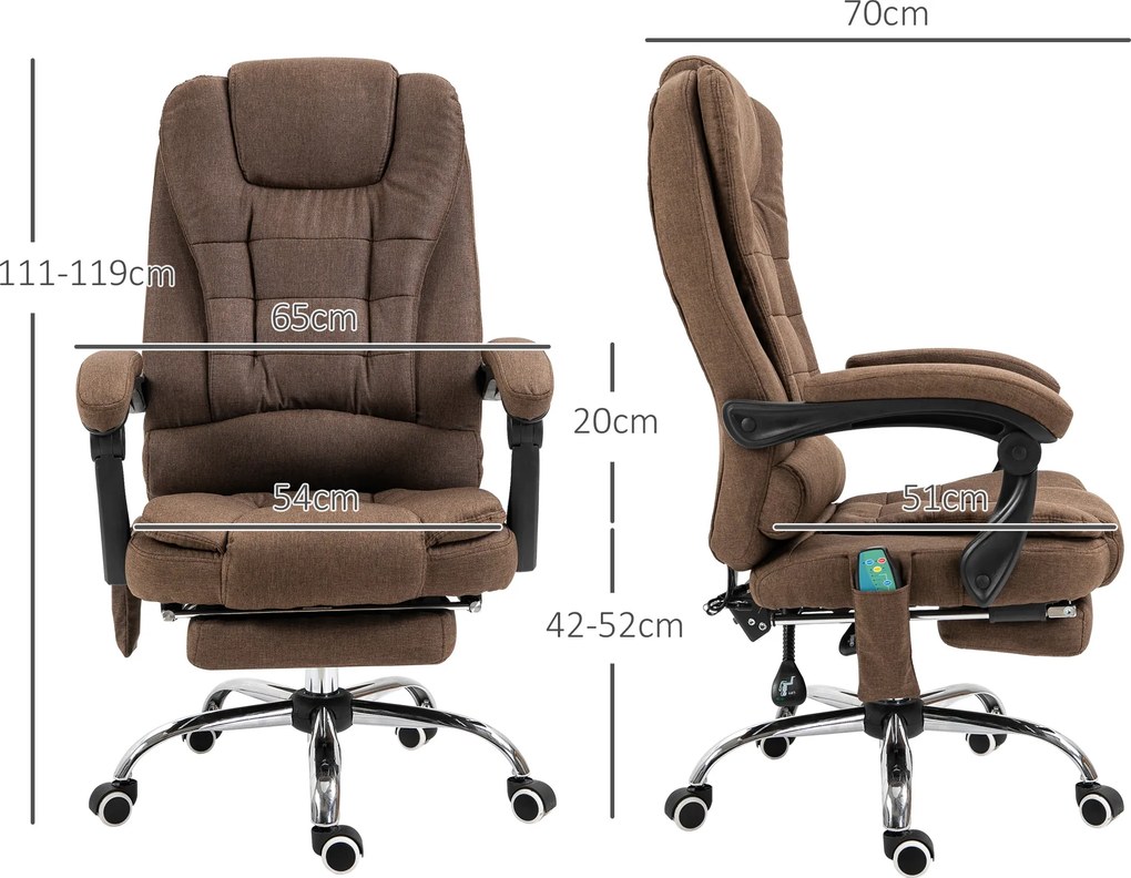 Cadeira de escritório executiva com massagem e aquecimento, altura ajustável, encosto reclinável, apoio para os pés e almofada lombar