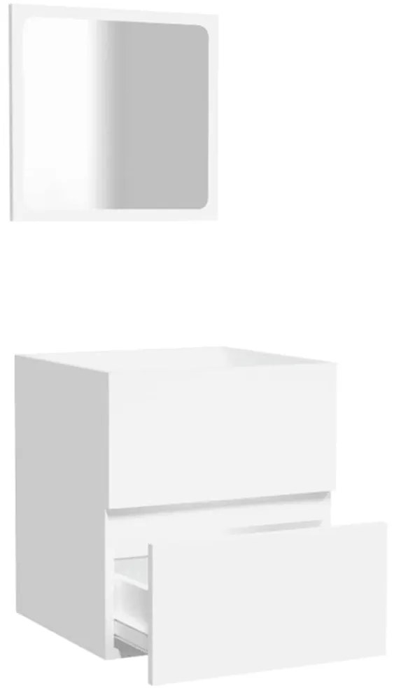 Armário de casa de banho com espelho madeira processada branco