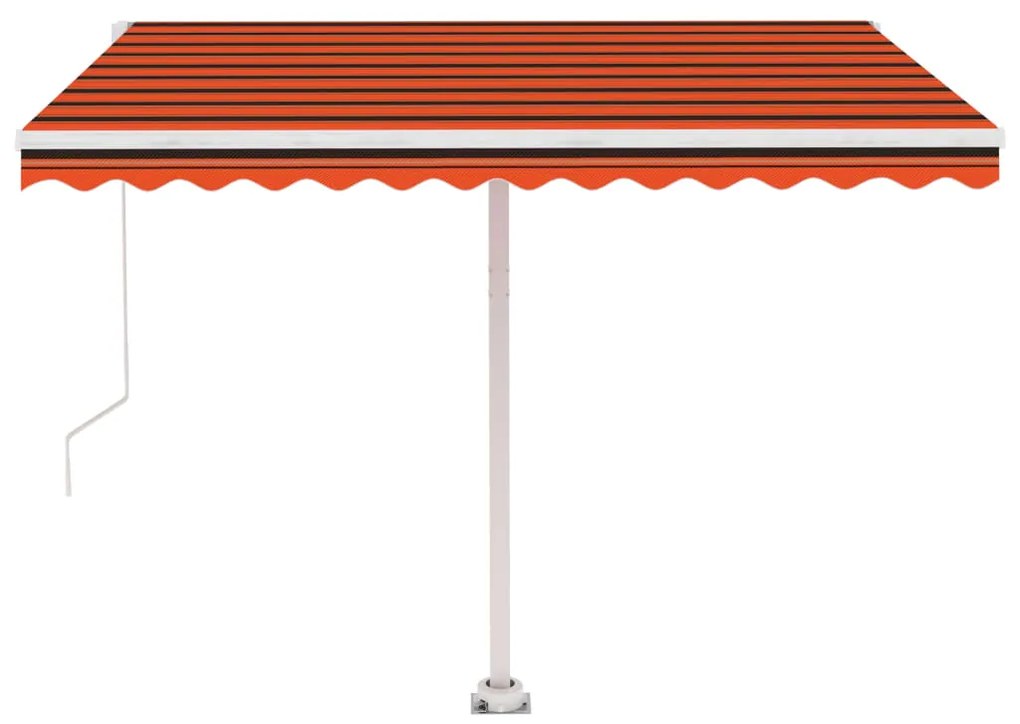 Toldo retrátil manual com LED 300x250 cm laranja e castanho