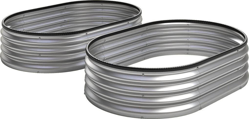 Conjunto de 2 floreiras de Exterior em Aço Galvanizado para Terraço Jardim 135x90x30 cm Prateado